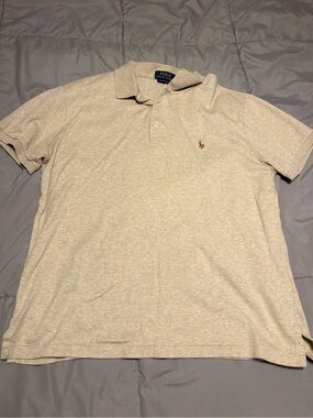 Ralph Lauren Men's Polo in Light Beige with Gold Logo